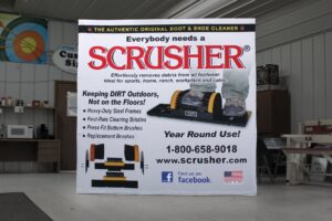 A tradeshow display designed by Sign Pro for Scrusher shows off the 5 tips for an eye-catching display.