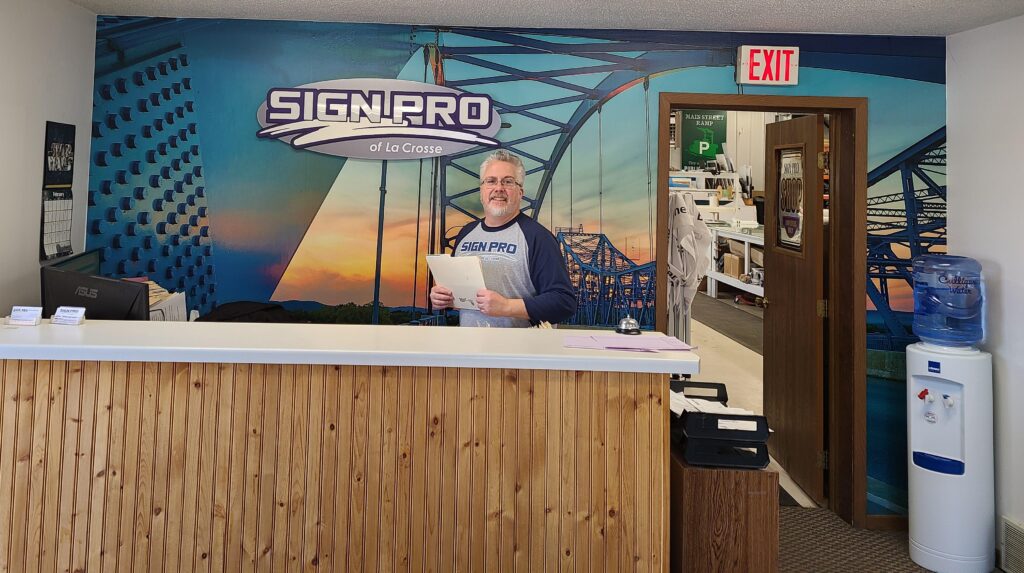 Jim from Sign Pro in the lobby.