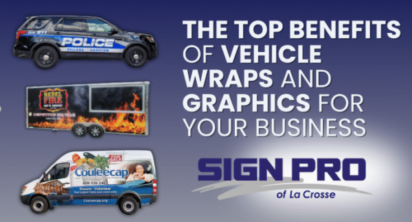 Blog banner with examples of vehicle wraps done by Sign Pro.